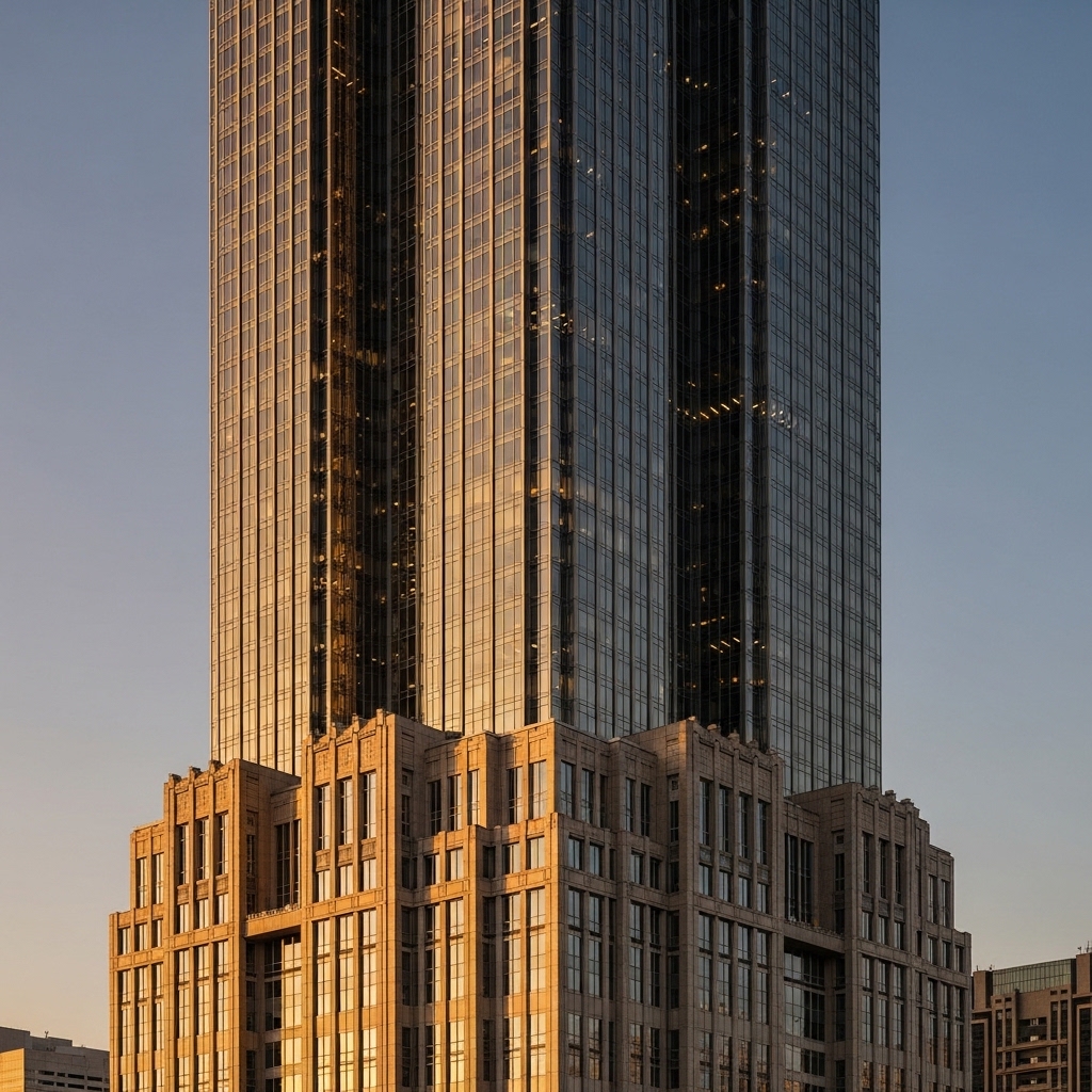 Completed tower at dusk